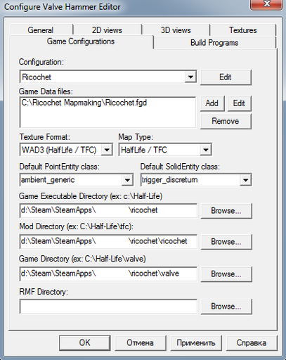 Ricochet - Настройка Valve Hammer Editor под Ricochet
